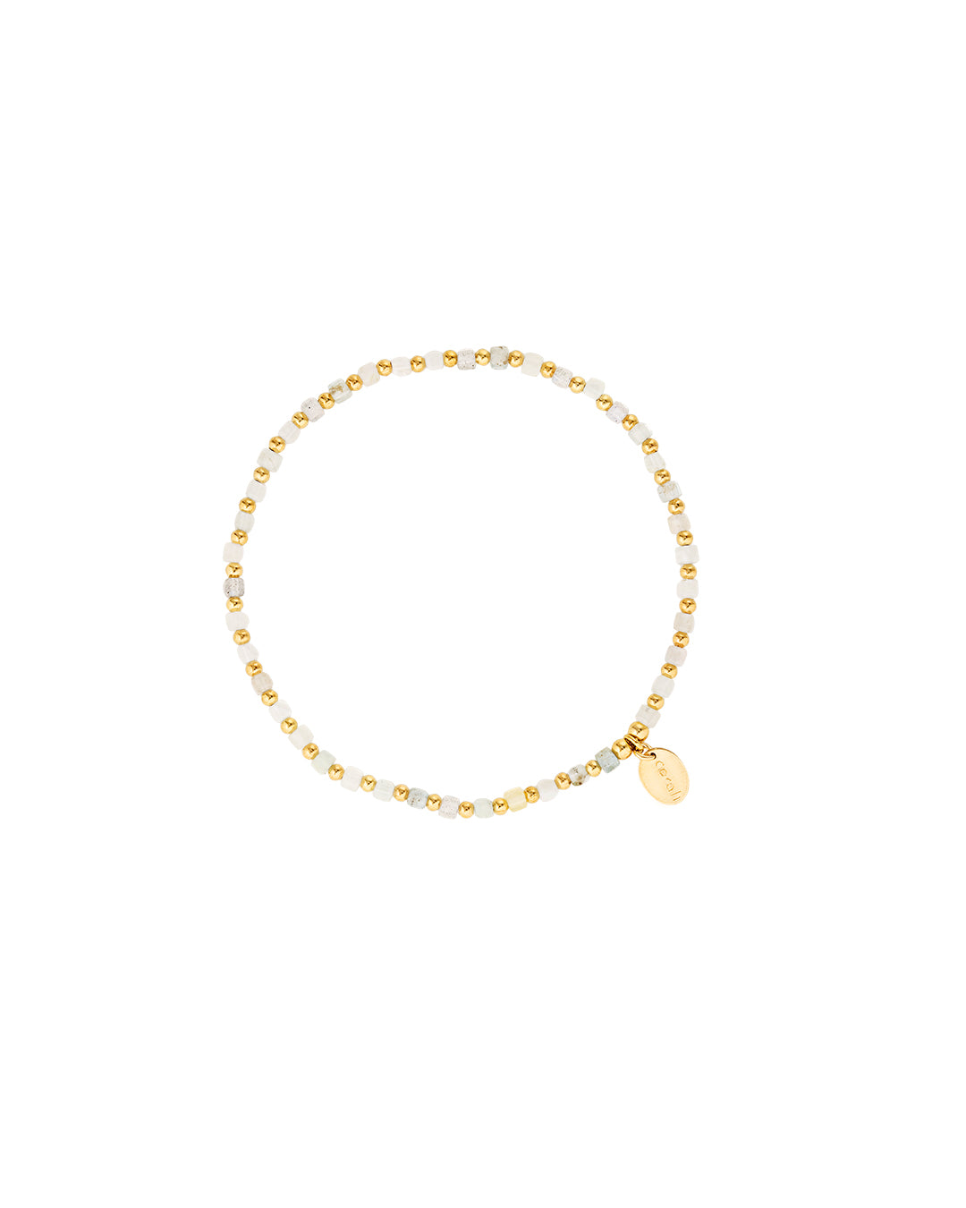 Gold beaded bracelet with Aquamarine
