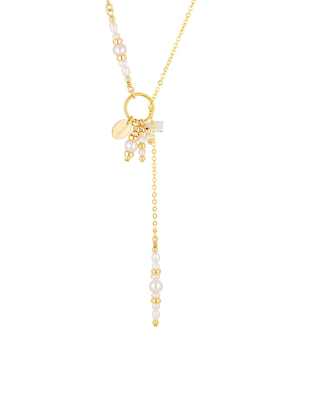 Gold necklace with Gold beads and lustrous freshwater Pearls