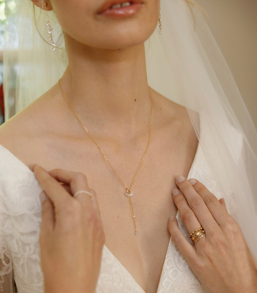 Bridal Monroe Lariat Necklace - Cubic Zirconia