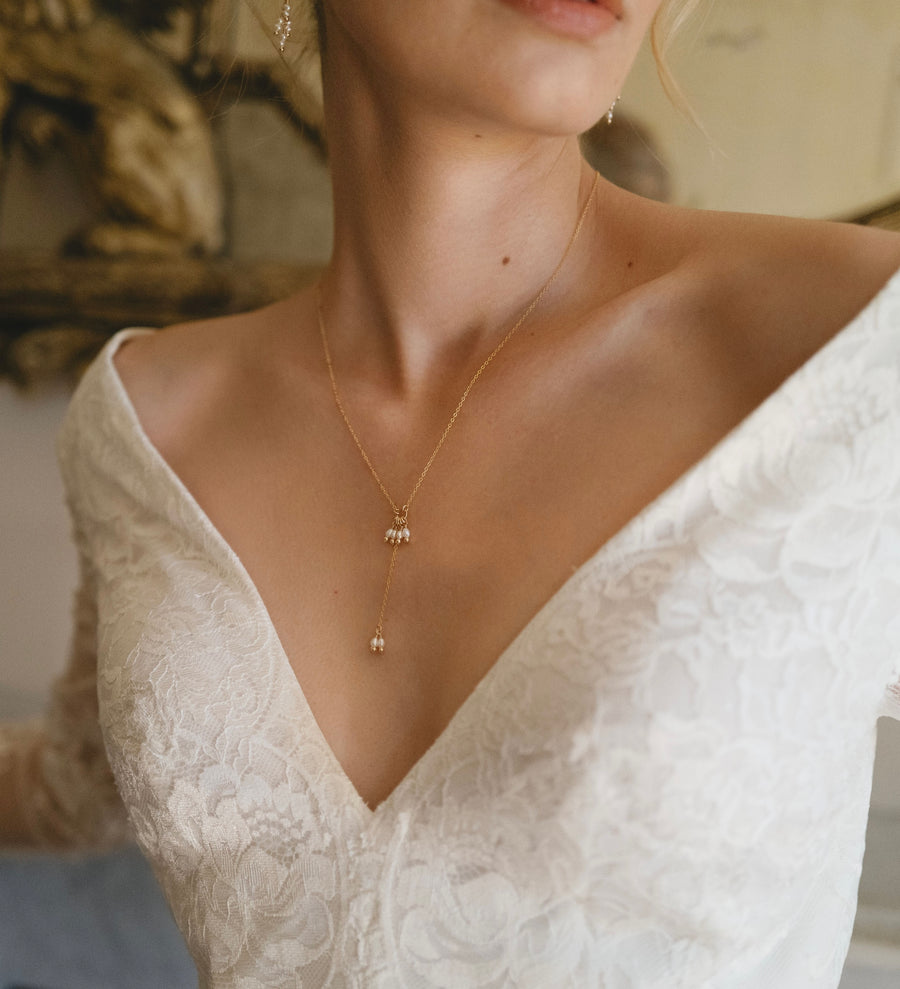 Bridal Joya Lariat Necklace - Pearl