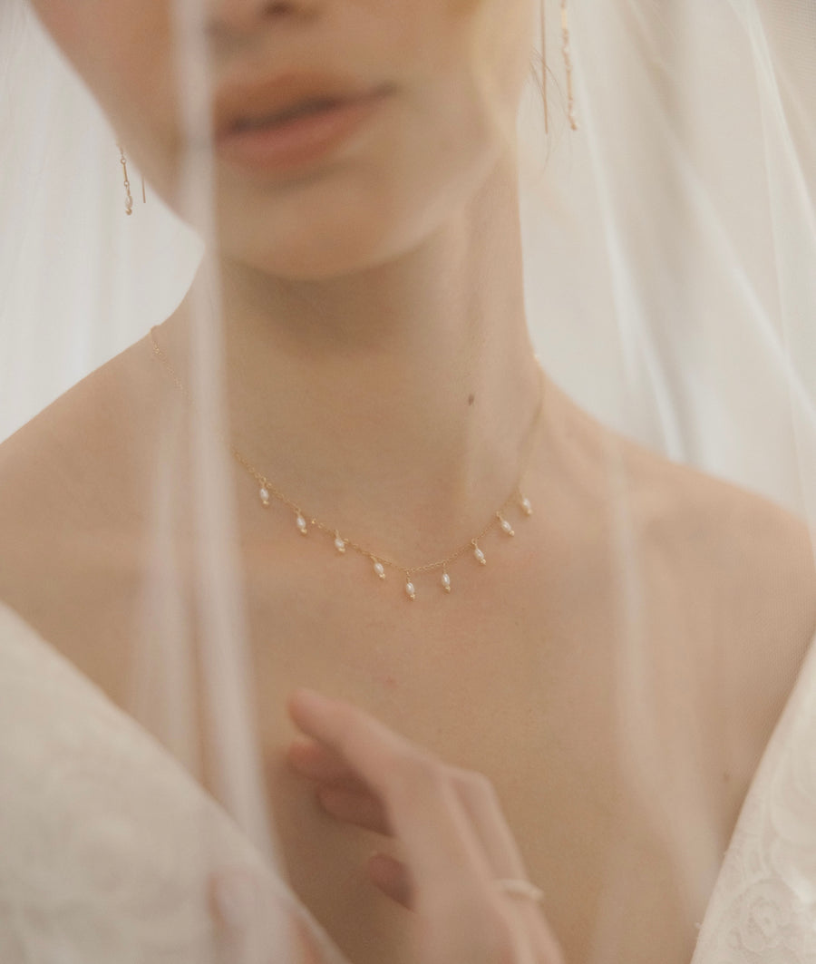 Bridal Rain Choker Necklace ~ Pearl