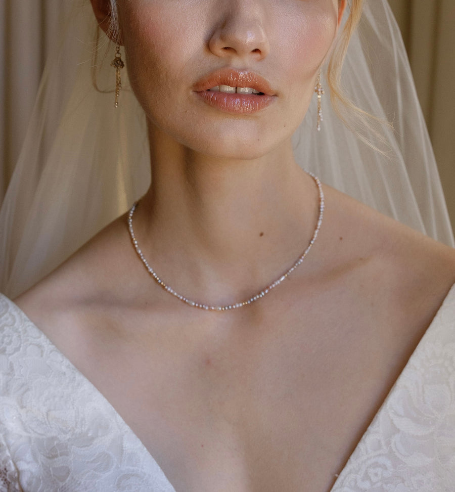 Bridal Rosa Choker Necklace ~ Pearl