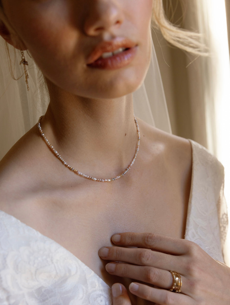 Bridal Rosa Choker Necklace ~ Pearl