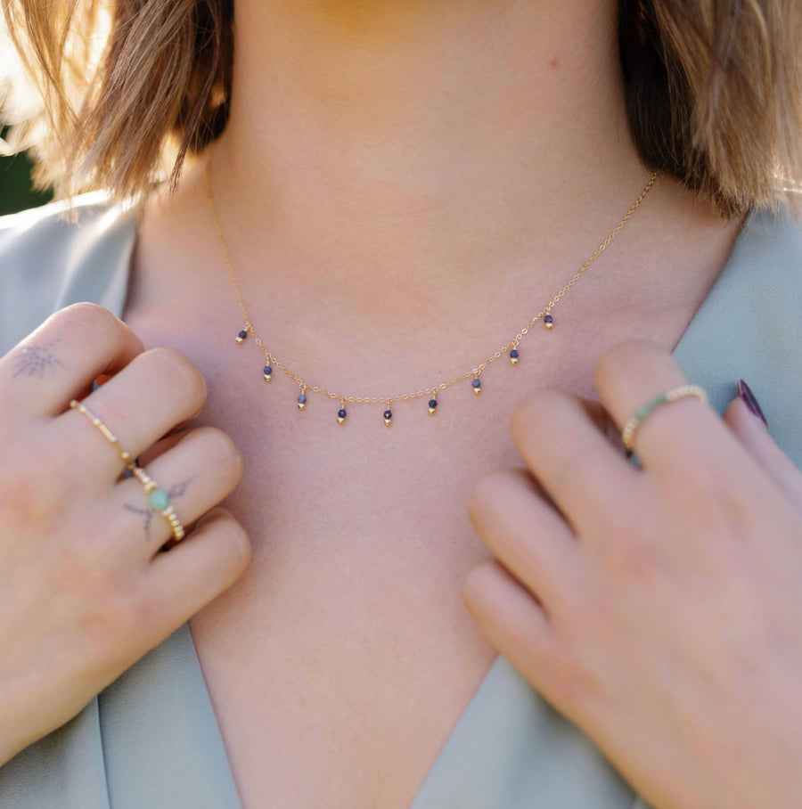 Rain Choker Necklace ~ Sapphire