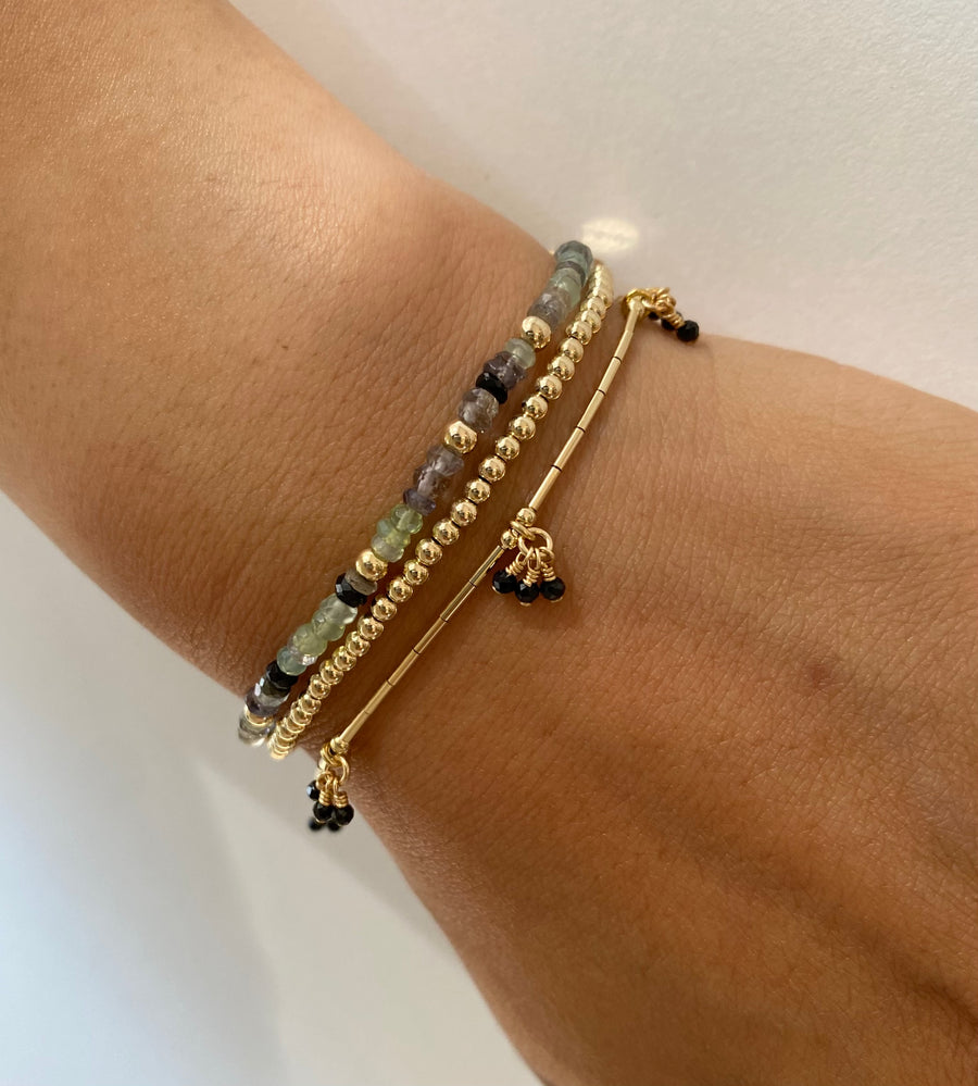 Cozumel Bracelet ~ Gold & Black Spinel