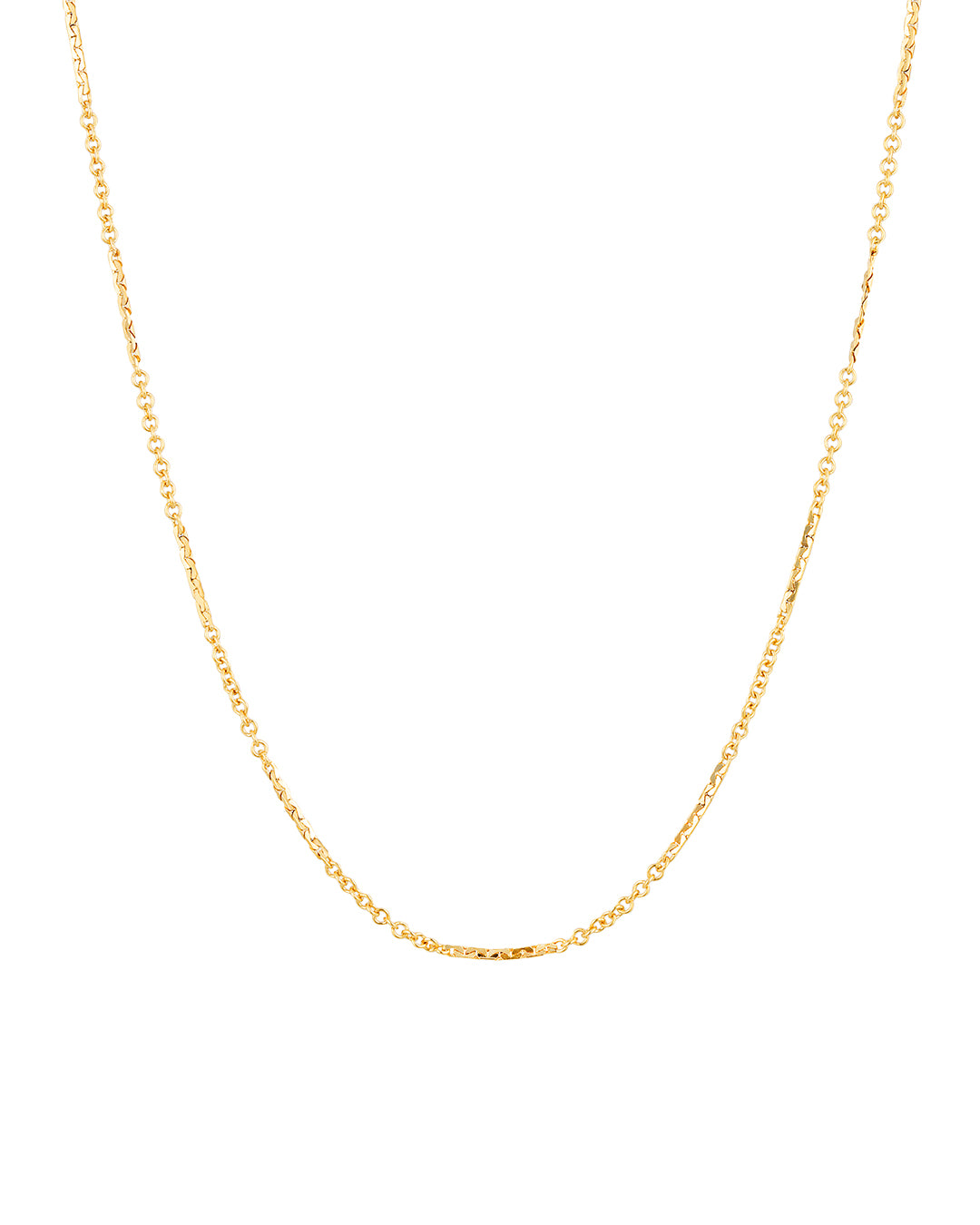 Gold chain necklace with fine links and bar links