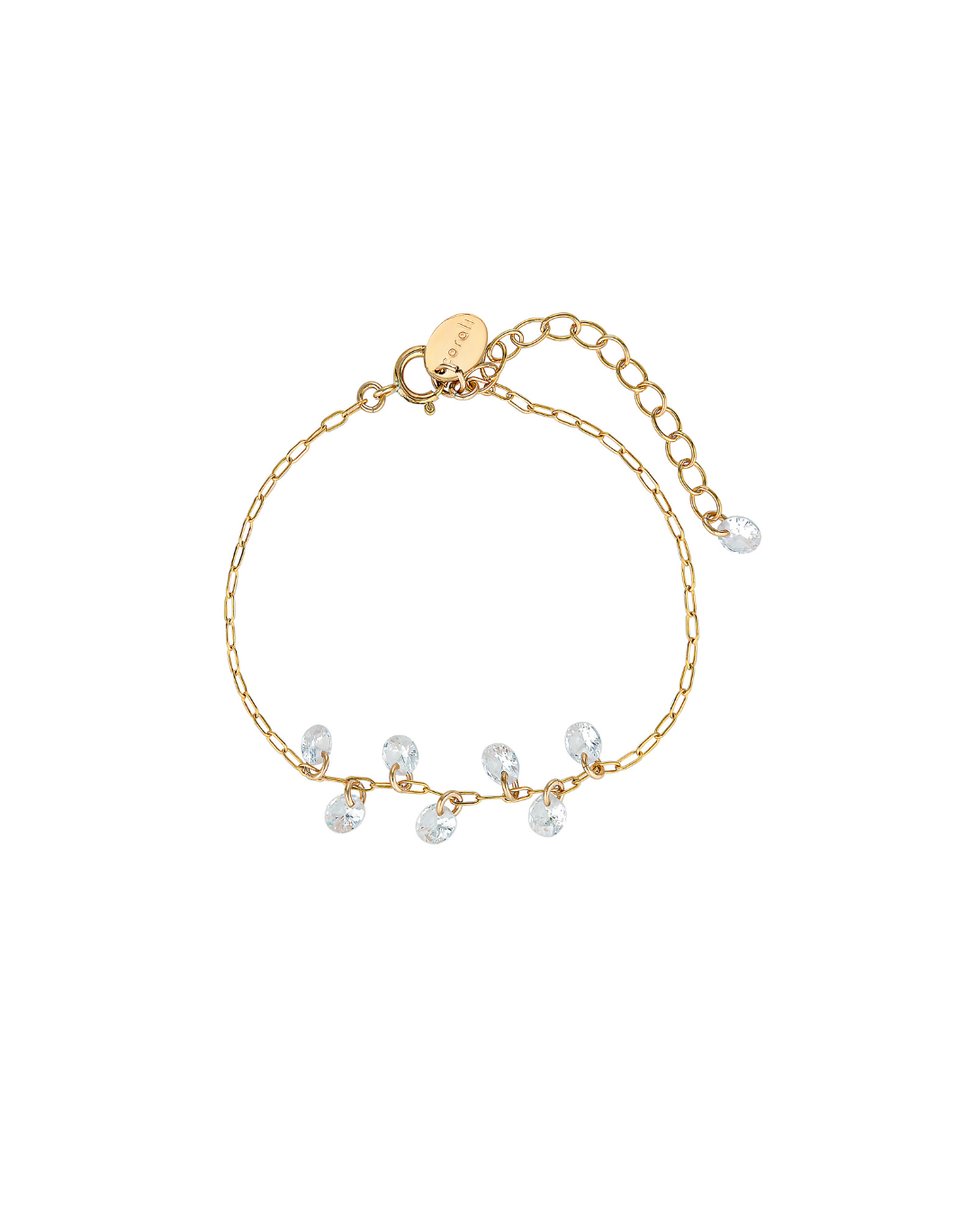 Gold bracelet with Cubic Zirconia on a white background
