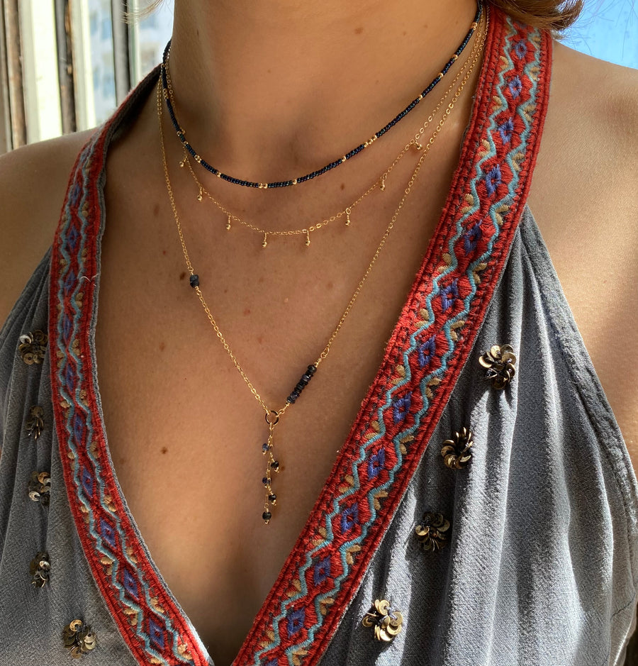 Grappa Lariat Necklace ~ Sapphire