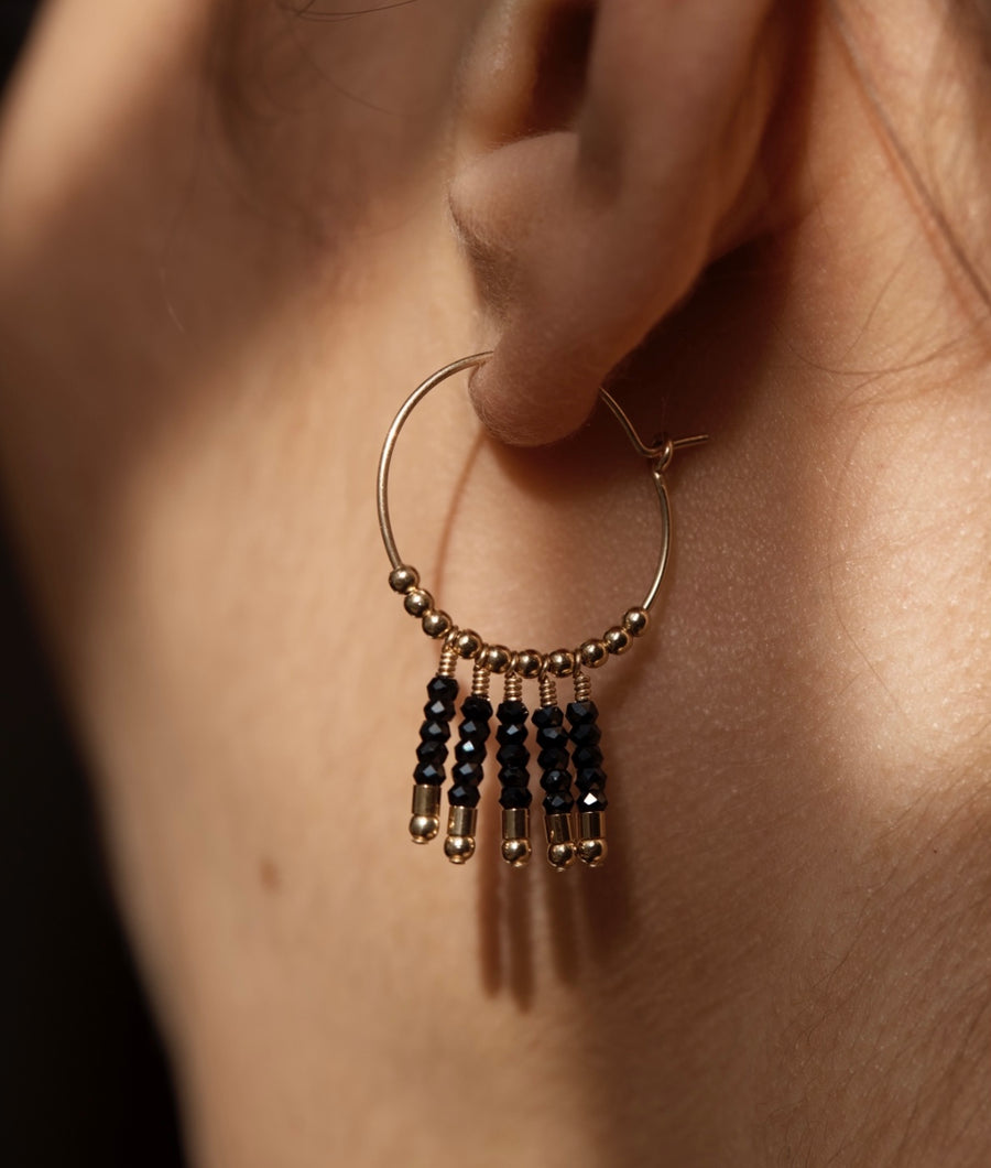 Cleo Hoops ~ Black Spinel